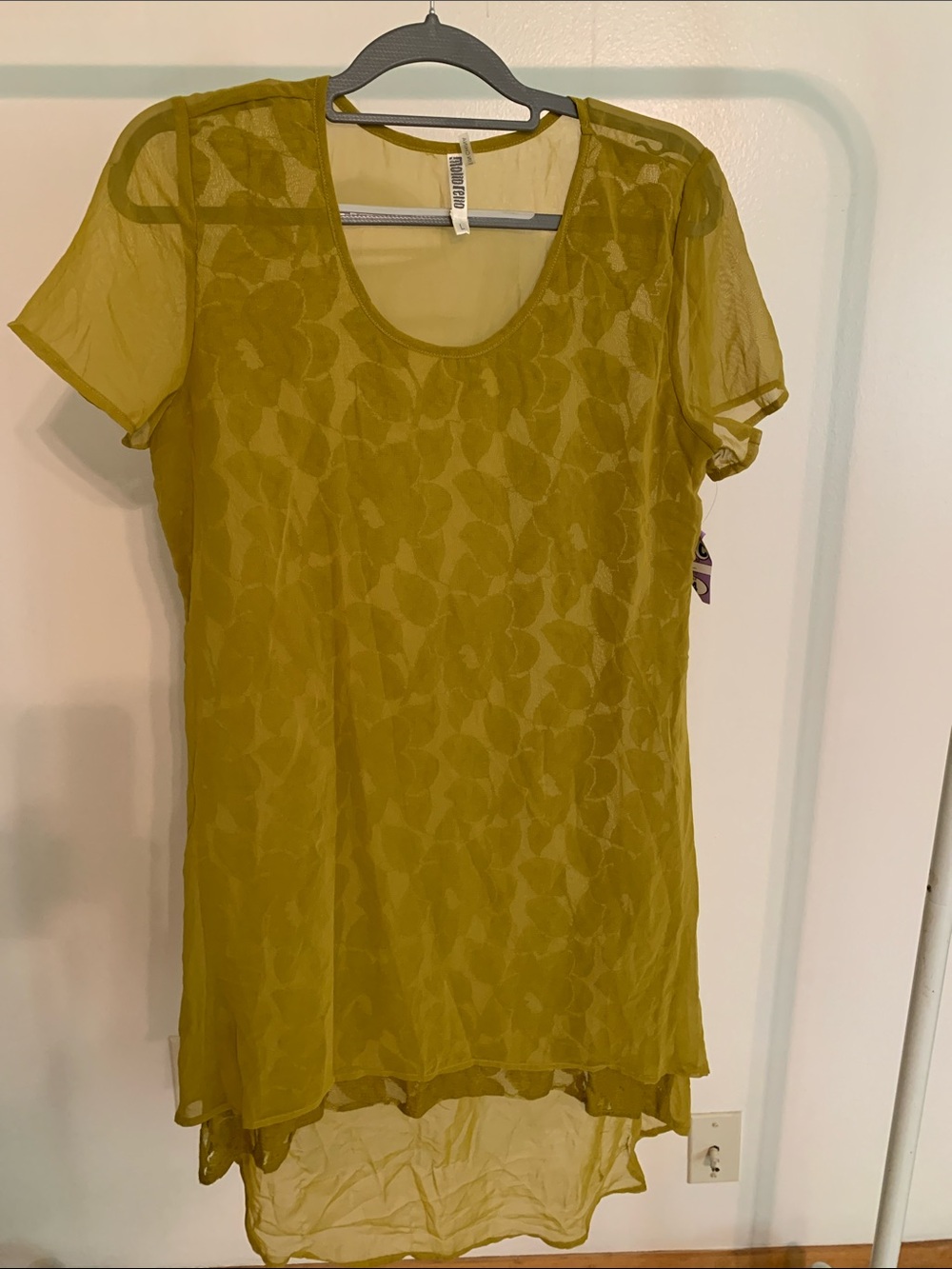 Sheer Floral Overlay Tunic Top in Mustard